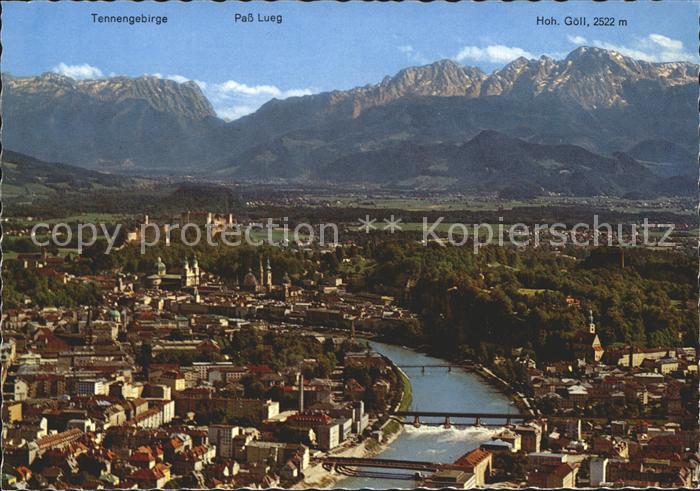 Salzburg Oesterreich Fliegeraufnahme Festspielstadt Brueckenpartie