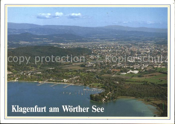 Klagenfurt Woerthersee Fliegeraufnahme mit Woerther See