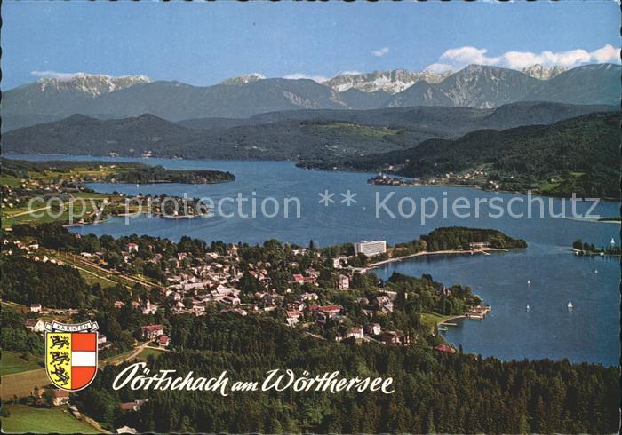 Poertschach Woerthersee Fliegeraufnahme mit Karawanken