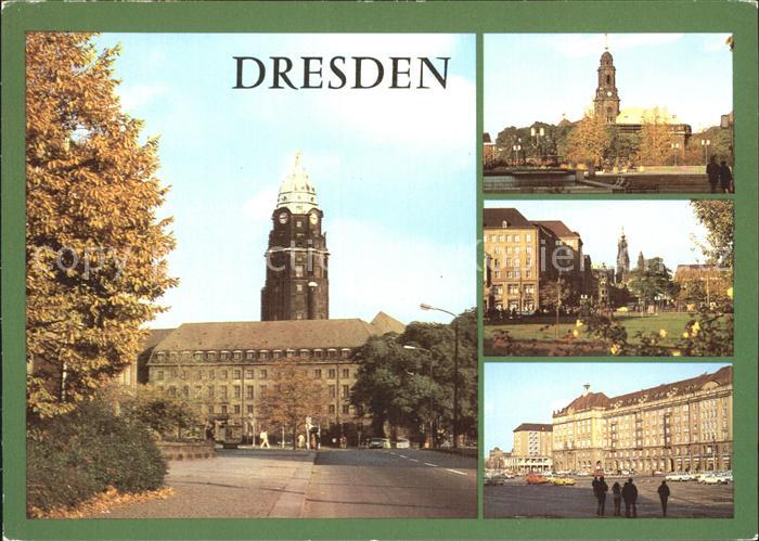 DRESDEN Elbe Rathaus Kreuzkirche Altmarkt