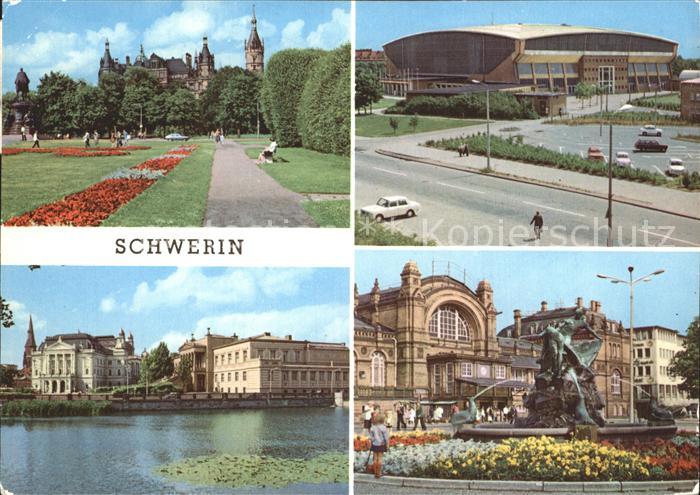 Schwerin Mecklenburg Schloss Kongresshalle Staatstheater Bahnhof