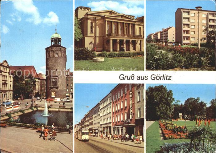 Goerlitz Sachsen Marienplatz mit Frauenturm Gerhart Hauptmann Theater Berliner S