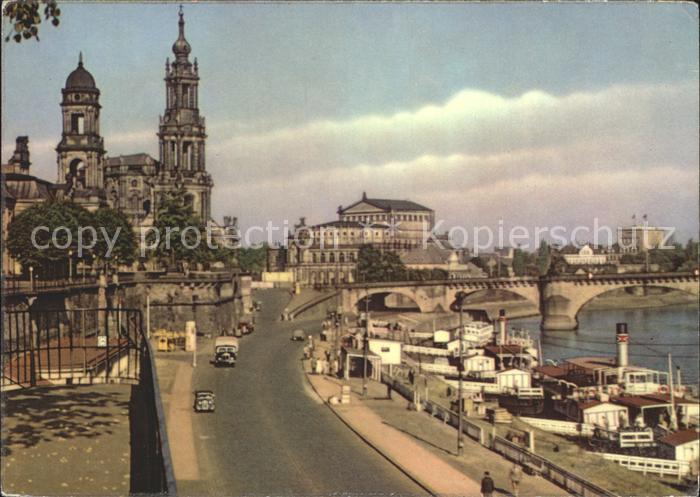 DRESDEN Elbe Hofkirche Dimitroffbruecke