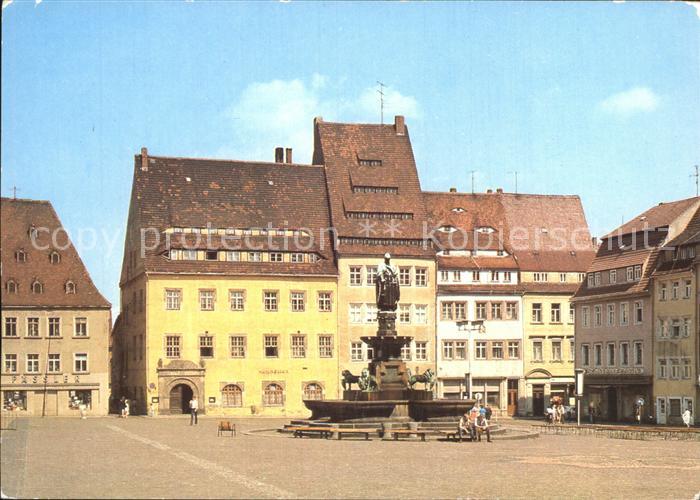 Freiberg Sachsen Obermarkt mit Brunnen Otto der Reiche