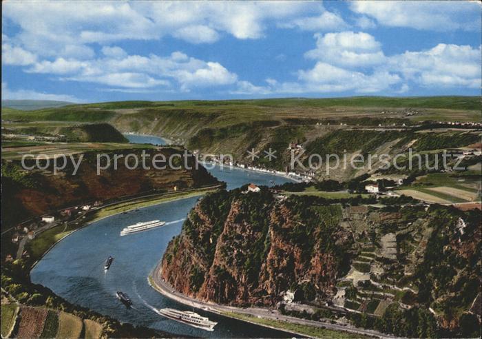 Loreley Lorelei Fliegeraufnahme bei St. Goarshausen mit Rhein