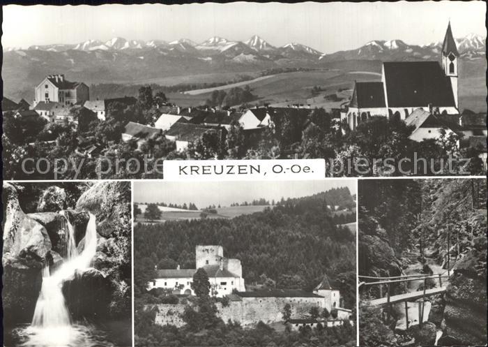 Kreuzen Wasserfall Teilansicht mit Kirche
