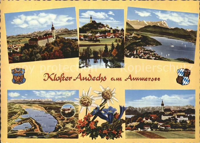 Ammersee Fliegeraufnahme Kloster Andechs Panorama Karte