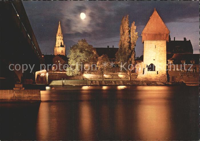 Konstanz Bodensee Nachtstimmung am Rhein