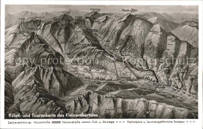 Kleinwalsertal Vorarlberg Relief- und Tourenkarte
