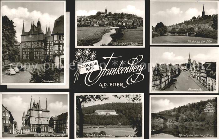 Frankenberg Eder Rathaus am Obermarkt Partie an der Eder