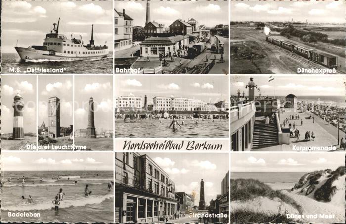 BORKUM Nordseebad Niedersachsen Duenenexpress Drei Leuchttuerme M.S.Ostfriesland