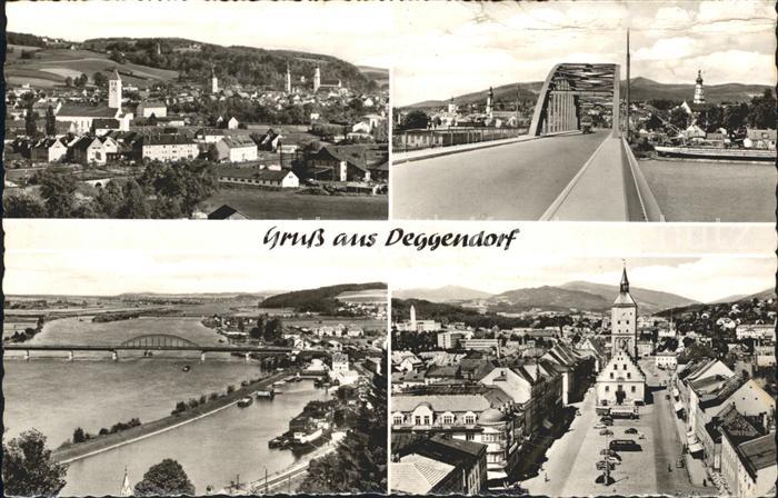 Deggendorf Donau Fliegeraufnahme Bruecke Kirche Teilansicht