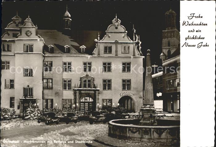 Darmstadt Marktbrunnen mit Rathaus und Stadtkirche