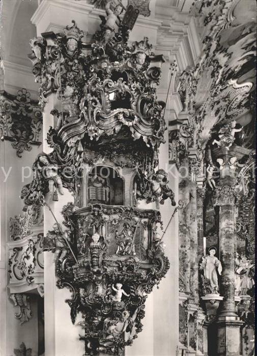 Steingaden Oberbayern Wallfahrtskirche Die Wies Kanzelkoerper und Schalldeckel