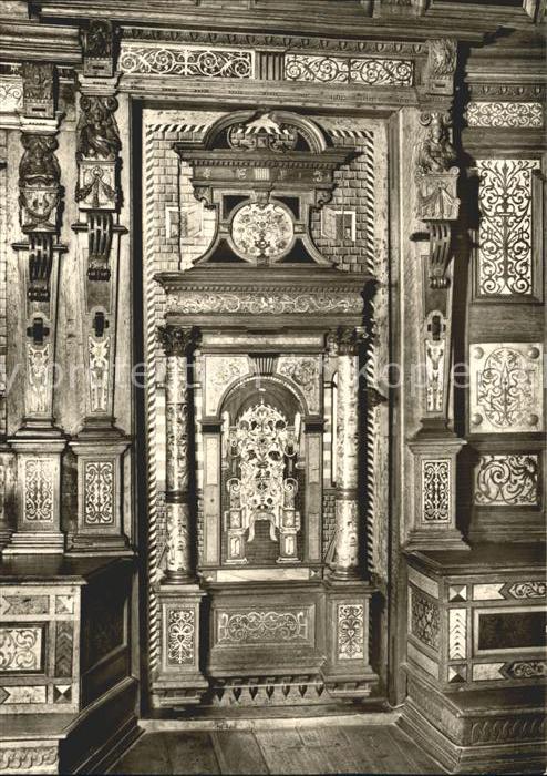 Schleswig Holstein Schloss Gottorf Tuer im Fuerstenstuhl Schlosskapelle