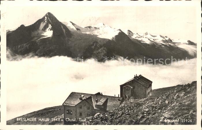 Breslauerhuette Berghaus oetztal Nebelmeer Alpen