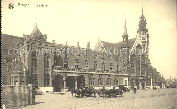 Bruges BRUGGE Belgie La Gare Bahnhof Pferdekutschen