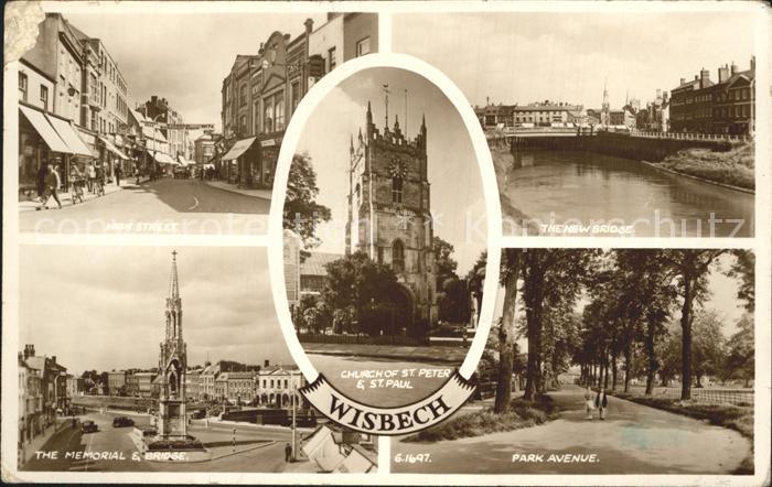 Wisbech High Street New Bridge Park Avenue Church Memorial Valentines Card