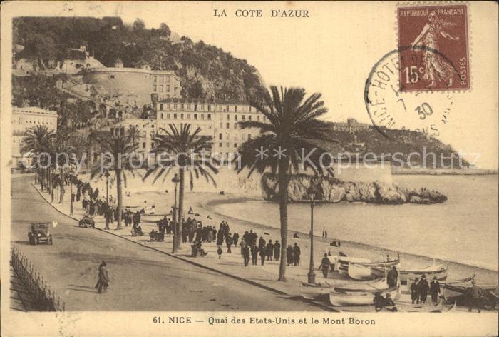Nice Alpes Maritimes quai des Etats Unis et le Mont Baron Cote d Azur Stempel au