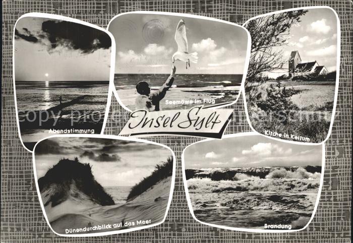 Insel Sylt Abendstimmung Seemoewe Kirche Keitum Brandung Duenen