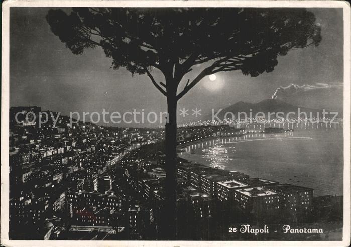 Napoli Neapel Panorama im Mondschein Nachtaufnahme