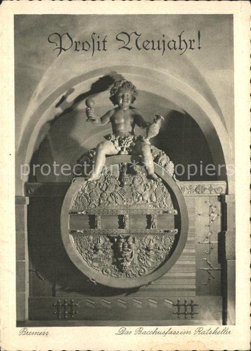 BREMEN CITY Bacchusfass im Ratskeller Neujahrskarte