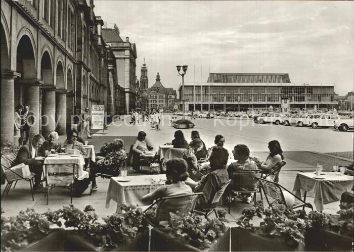 DRESDEN Elbe Altmarkt Strassencafe