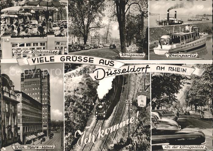 DuessELDORF  CITY Koenigsallee Rheinpartie Dampfer Eisenbahn Dampflokomotive Wil