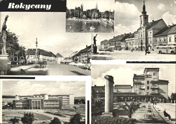 Rokycany Platz Statue Rathausplatz Platz 1. Mai Krankenhaus