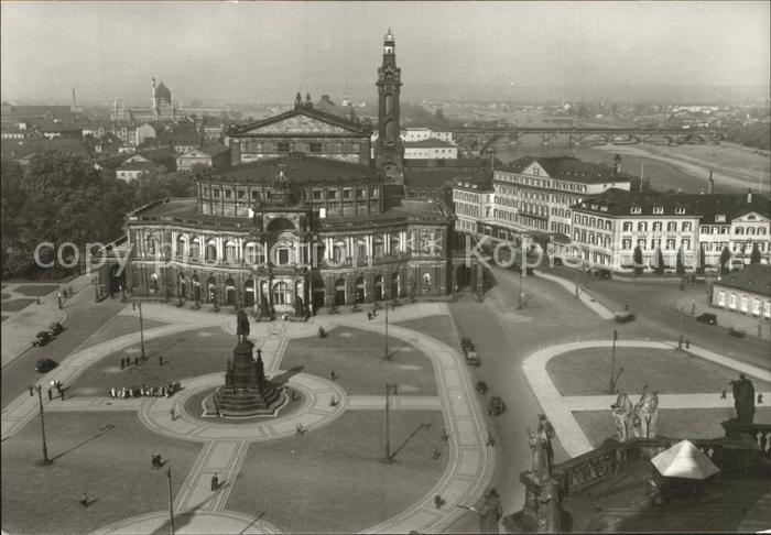 DRESDEN Elbe Blick vom Schlossturm Theaterplatz Opernhaus Hotel Bellevue