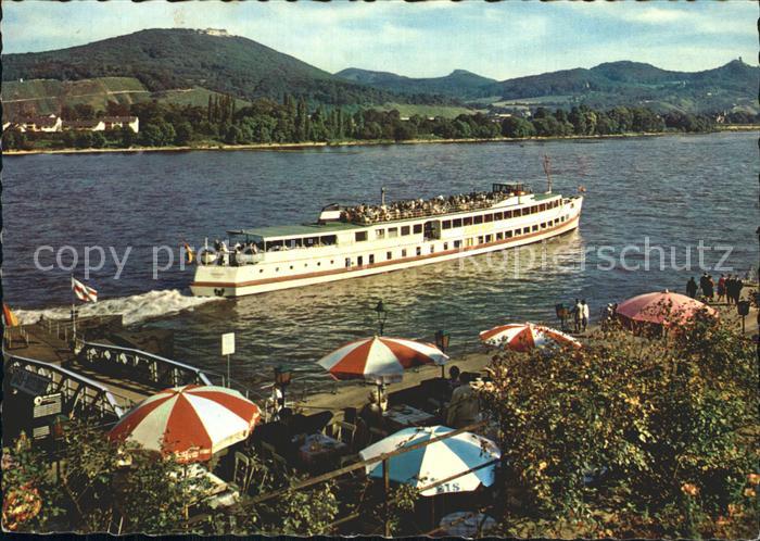 Bad Godesberg Terrassenrestaurant Anleger Rheindampfer Blick zum Siebengebirge