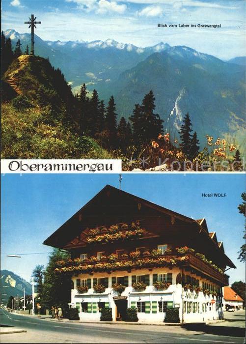 OBERAMMERGAU Bayern Panorama Blick vom Laber ins Graswangtal Alpenpanorama Kreuz