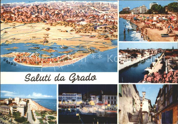 Grado Gorizia Panorama Strand Kanal Gasse Nachtaufnahme