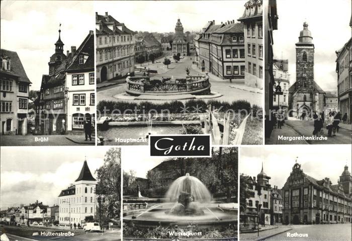 Gotha Thueringen Bruehl Hauptmarkt Margarethenkirche Rathaus Wasserkunst Huttens