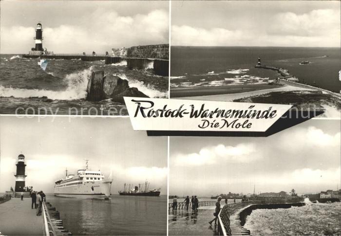 Warnemuende Ostseebad Brandung Leuchtturm Faehre Promenade