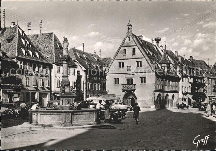 Obernai Bas Rhin Place du Marche Fontaine de Sainte Odil