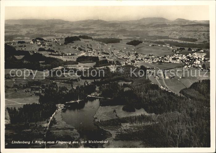 Lindenberg Allgaeu Fliegeraufnahme mit Waldseebad