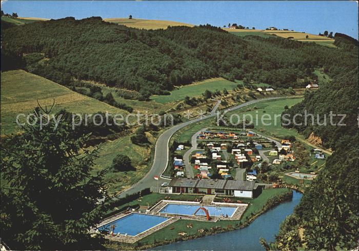 Neuerburg Eifel Fliegeraufnahme Camping mit Freibad
