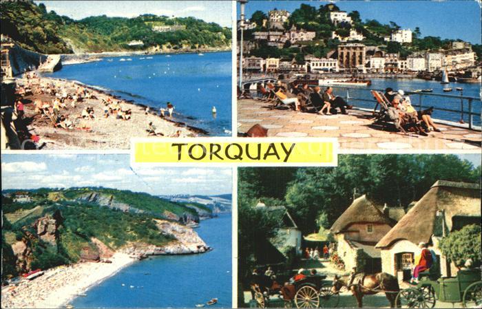 Torquay Torbay Strand Terrasse Steilkueste Pferdekutschen