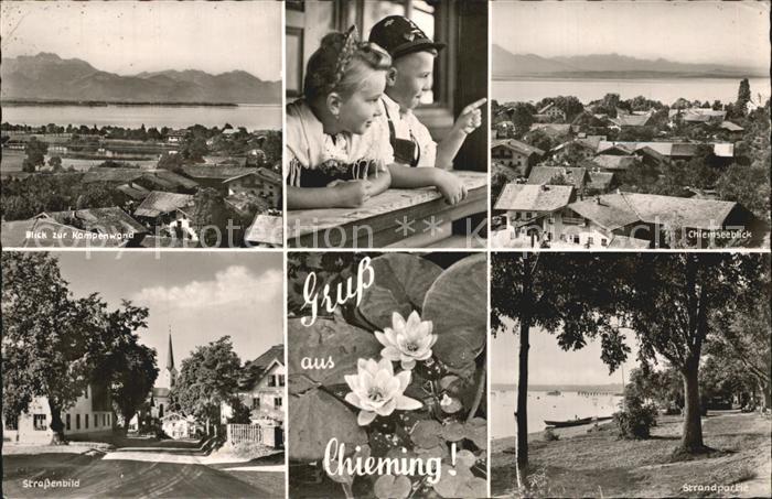 Chieming Chiemsee Kampenwand Chiemseeblick Strassenbild Strandpartie