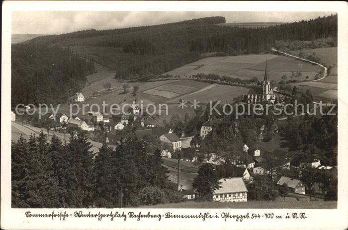 Rechenberg-Bienenmuehle Osterzgebirge Ortsansicht mit Kirche