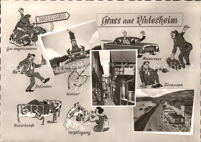 Ruedesheim Rhein Drosselgasse Karikaturen