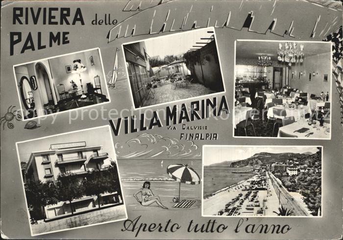 Finale Ligure Villa Marina Gastraum Strandpartie
