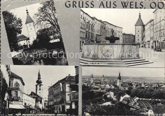 Wels Stadttor Brunnen Kirche Total