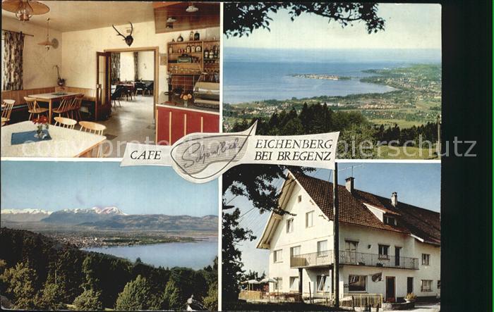 Eichenberg Vorarlberg Cafe Schoenblick Gastraum Bodensee mit Alpenpanorama