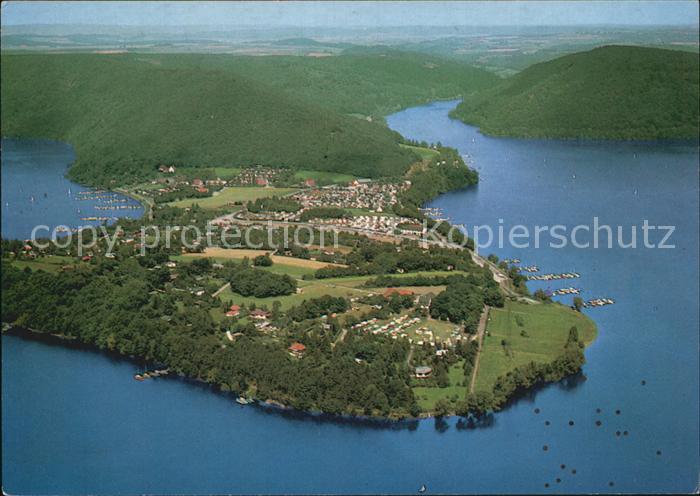 Edersee mit Halbinsel Scheid Fliegeraufnahme