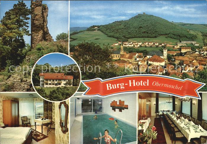 Obermoschel Ruine Stadtblick Burghotel Zimmer Hallenbad Festtafel