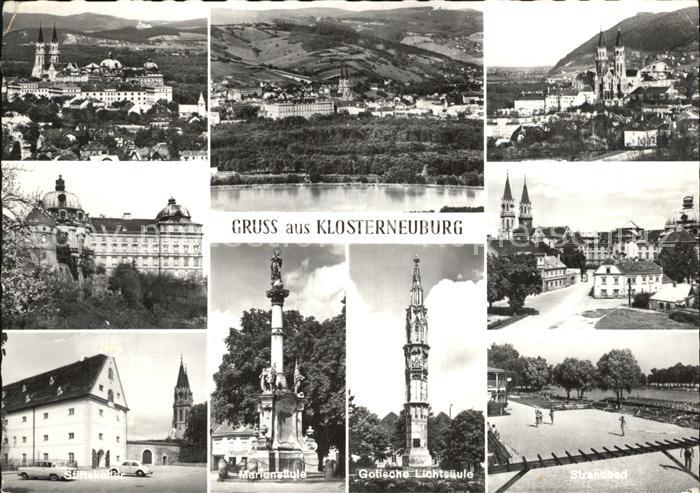 Klosterneuburg Klosteranlage Stiftskirche Mariensaeule Got Lichtsaeule Strandbad