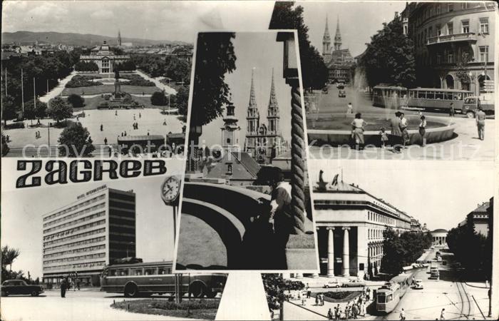 Zagreb Teilansichten Kirche Brunnen Hotel