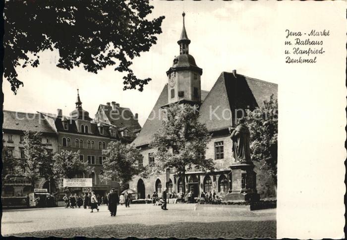 Jena Markt mit Rathaus und Hanfried Denkmal